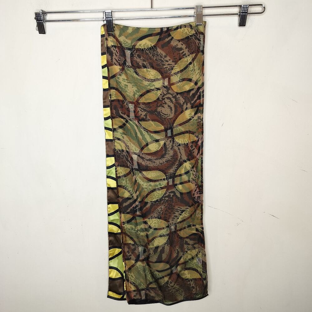 Bernie of New York Silk Scarf Geometric Animal Print 60" x 10"